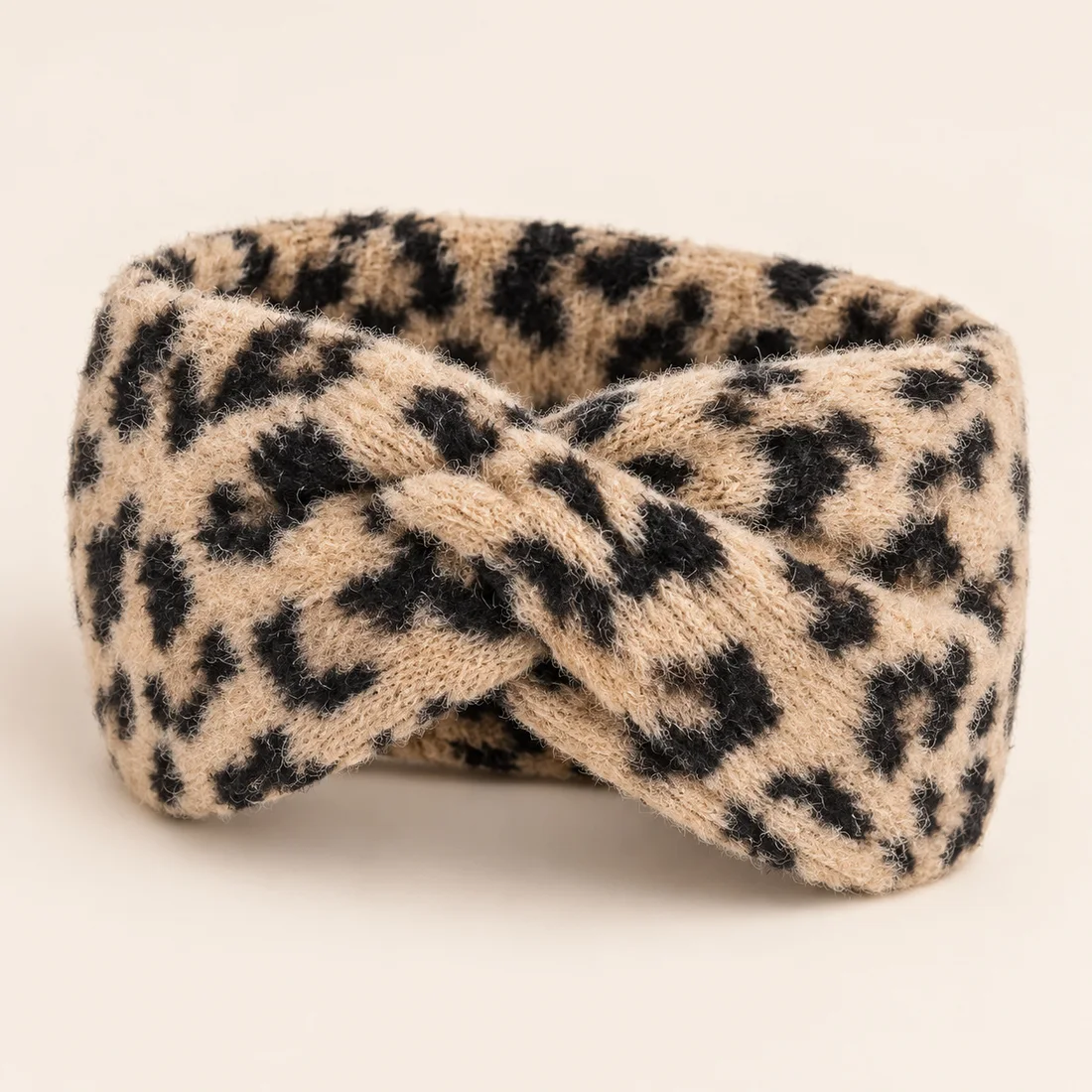 Bandeau léopard hiver croisé · vue de trois quarts