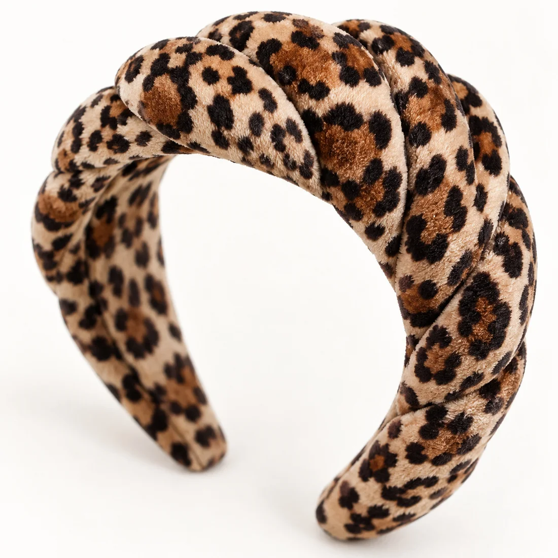 Serre-tête léopard torsadé velours · détail du motif